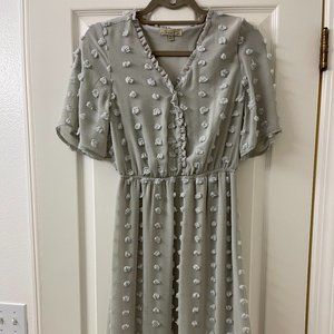 Grey Ruffle Hem Short Sleeve Dress